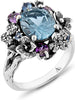 Womens Sterling Silver Multi Gemstone Ring